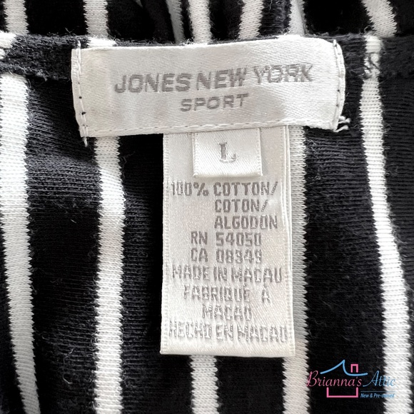 Jones New York women's black & white stripped cotton pant and blouse Size L - Picture 13 of 13